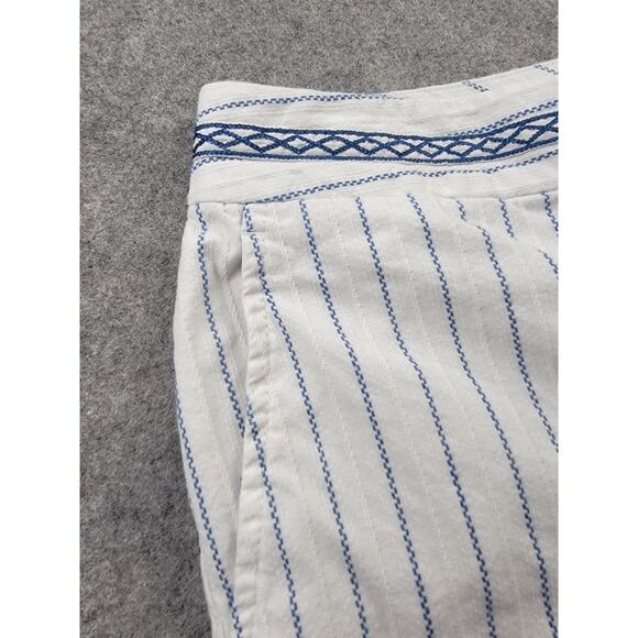 Talbots Pants Womens 8P White Blue Striped Cropped Straight Leg - Picture 2 of 16